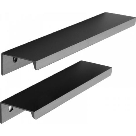 Lot de 6 Poignée Noir Poignée de Meuble Noir- Poignée Invisible Poignee de Meuble Cuisine Noir Poignée Meuble Noir Mat en Alliage d'Aluminium Entraxe 96mm (1/5)