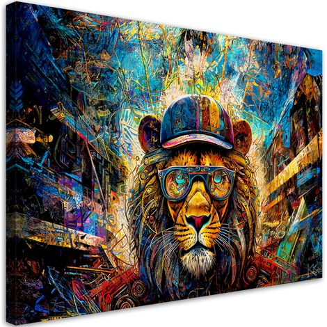 Tableau sur toile Tableau sur toile Lion Animaux colorés 90x60 (1/5)