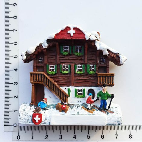 Les fabricants repèrent en gros Allemagne Autriche Suisse voyage souvenir cadeau coucou horloge peinte à la main aimant de réfrigérateur maisons de neige suisses (1/5)