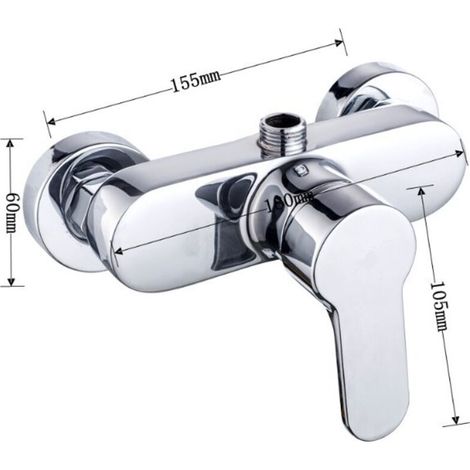 Einhebelmischer für Dusche und Badewanne, Wandmontage, Chrom