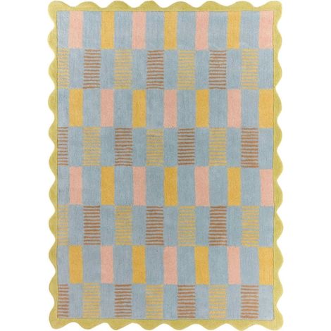 Tapis fait main en laine coton motif géométrique pastel - 133 x 190 cm (1/5)