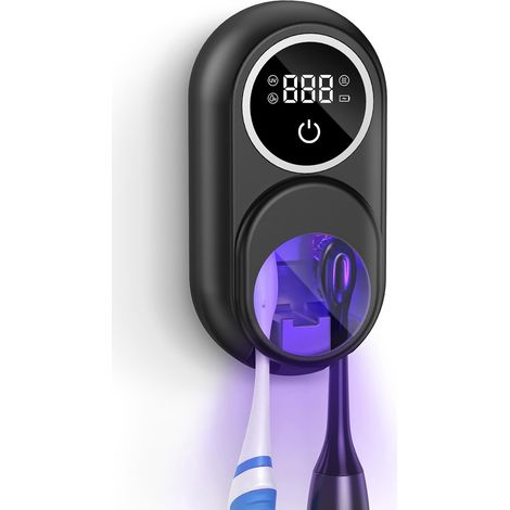 Désinfectant Brosses à Dents Portable avec LED Support pour Brosses Électriques et Manuelles, Stérilisation Programmée, Séchage, Rechargeable, pour Voyages et Maison (1/5)
