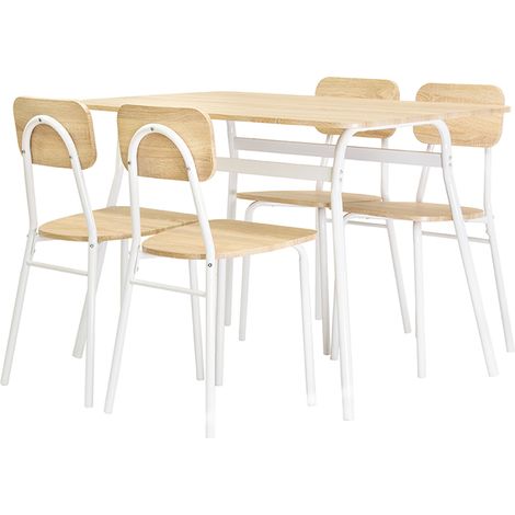 Conjunto de Mesa de Comedor con 4 Sillas, Madera y Metal. Comedor o Cocina, Cambria