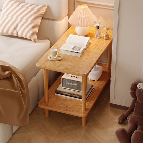 Petite table d'appoint pour canapé, table basse, table de chevet mobile pour chambre à coucher, étagère simple pour location, 60 x 30 x 53 cm (1/5)