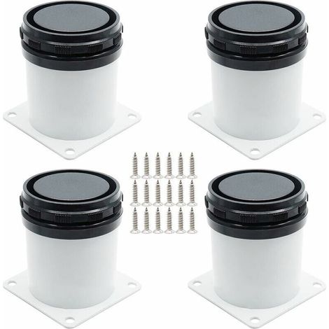 Juego de 4 patas ajustables para muebles - Acero inoxidable - Con tornillos - Blanco - 5 cm de altura -Crezuo