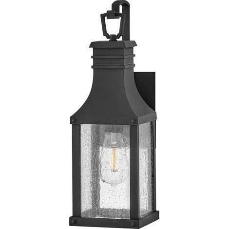 Lampada da parete BEACON HILL 1xE27 60W IP44 alluminio museo nero, vetro trasparente con bolle d'aria A:45,7cm L:14,7cm dimmerabile (1/5)
