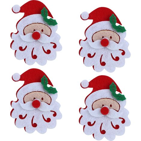 20 pièces/sachet de patchs en tissu pour décorations de Noël : Père Noël, renne, flocons de neige, accessoires de Noël, tête de Père Noël (1/5)