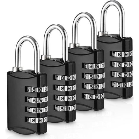 4 Pièces Cadenas Code, Cadenas 4 Chiffres, Cadenas Valise, Cadenas Code Exterieur Résistant aux Intempéries, Cadenas Casier Alliage de Zinc, pour Abri de Jardin, Gym, Garage, école (1/4)