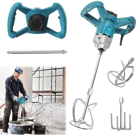 Batteur de mortier sans fil compatible avec batterie 18 V, mélangeur à mortier électrique avec 6 vitesses, 3200 W max. 1200 tr/min, mélangeur à mortier pour ciment, béton et peinture (sans (1/5)