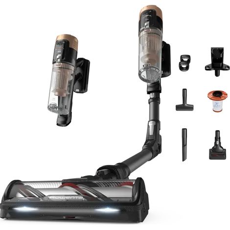 Rowenta X-Force Flex 14.80 RH9B74WO aspiradora de pie y escoba eléctrica Aspiradora escoba 2 en 1 Batería Secar Sin bolsa 0,6 L Negro, Oro (1/3)
