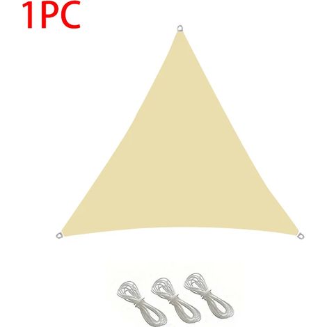(Beige, 3x3x3m) Voile d'ombrage triangulaire, imperméable, résistante au soleil et adaptée aux balcons et aux cours. (1/5)