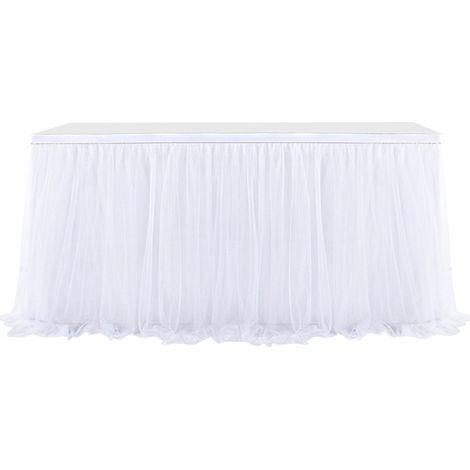 Nappe de table en tulle blanc rectangulaire, voile de décoration pour mariage, fête et événement, tissu léger (1/5)