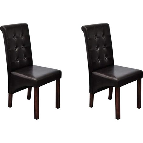 Lot de 2 Chaises de salle à manger - Chaises à dîner Marron Similicuir BV694807 - BonneVie (1/5)