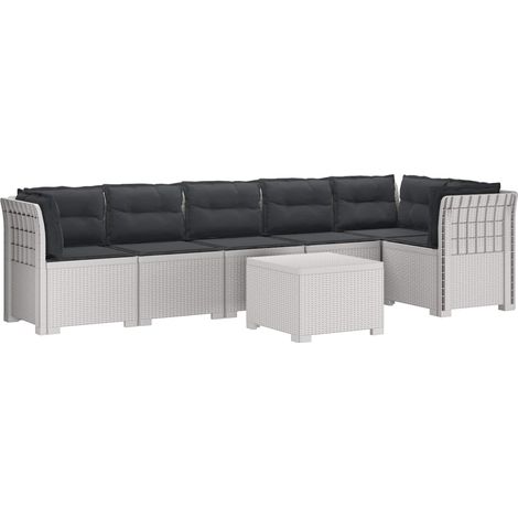 Maison Exclusive - 6-Sitzer Garten Sofa mit Kissen Rattan Look PP (1/5)