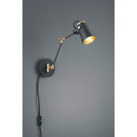 Applique Parete Interno 4W Diffusore Orientabile Nero Oro Edward GD Trio