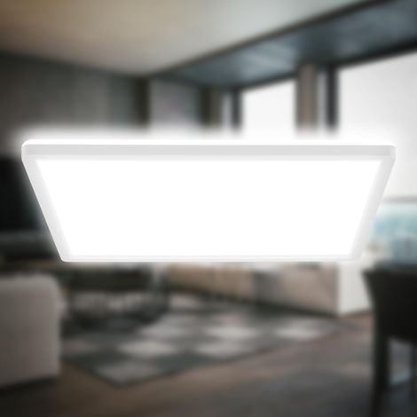 Plafonnier LED à lumière indirecte, 3cm plat, blanc neutre, lampe plafonnier de salon, panneau cuisine, plafonnier, 42x42x3 cm, Blanc (1/5)