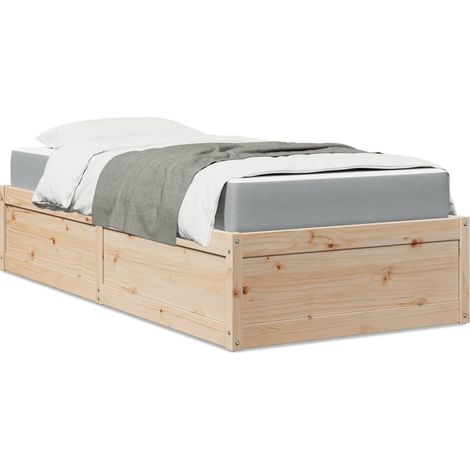 Bett mit Matratze 90x190 cm Massivholz Kiefer