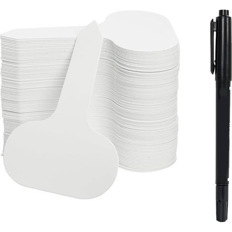 100 étiquettes pour plantes avec marqueur blanc - Idéal pour le jardin, le verger, la ferme - Comprend 1 marqueur noir (1/5)