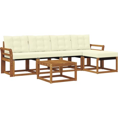 vidaXL Outdoor Sofa Set 6 pcs Natural and Cream (1/5)