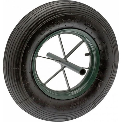 Roue de brouette gonflée 400mm – Pneumatique noir – Longévité et douceur de roulement – Charge 150 kg – Tube acier – Guitel