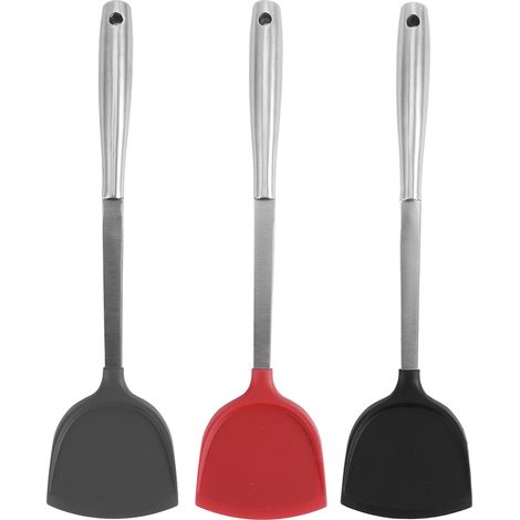 Spatule Chinoise - Acier Inoxydable - Tête Lisse Anti-rayure - Surface Élargie - Pour Cuisinière, Four, Poêle À Revêtement Antiadhésif - 3 Pièces (1/5)