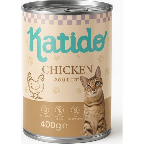 Katido Premium Pâtée pour Chat Adulte Poulet 400g (1/4)