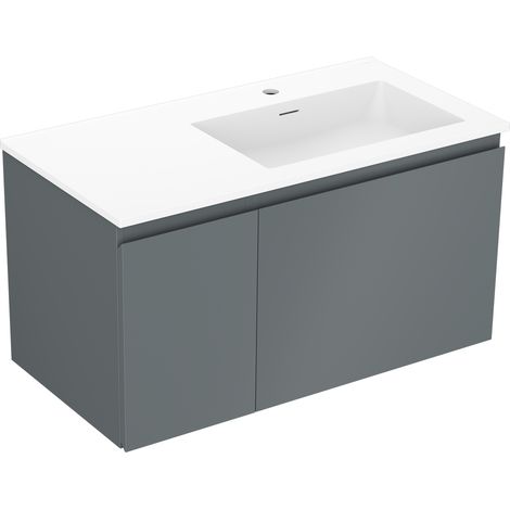 Mexen Orio meuble lavabo 90 cm avec vasque Otis à droite, 1S, 1D, graphite mat/blanc mat - 91A13-09047-3-BBFF66-W18P01 (1/5)