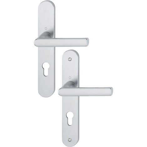 Ensemble sur plaques Ligne Hambourg entraxe 195 mm carré de 7 mm pour porte ep 38-47 mm finition noir mat clé L - HOPPE