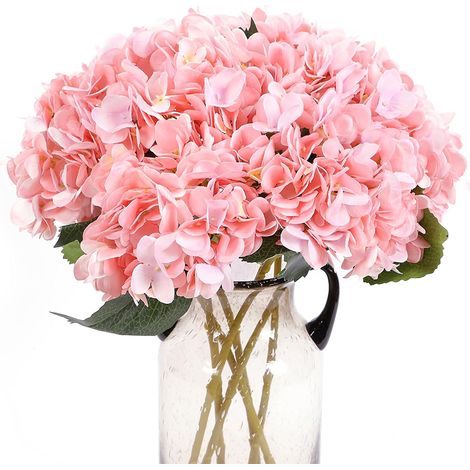 Hortensias Artificiels, Rose, Lot De 5, Bouquets Décoratifs Pour La Maison, Les Mariages Et Les Fêtes, Décoration D'intérieur