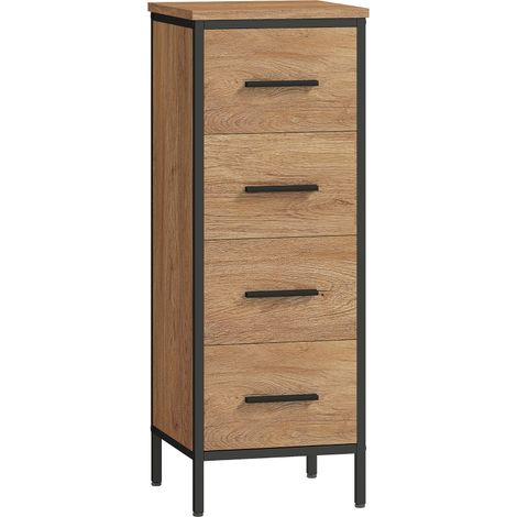 Meuble de salle de bain, 4 tiroirs, compact, style industriel, panneaux de particules, métal (1/5)