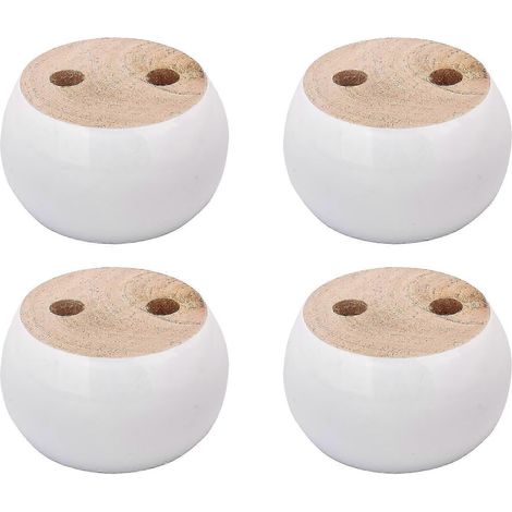 Quatre pieds de meuble ronds en eucalyptus blanc de 50 mm (1/4)