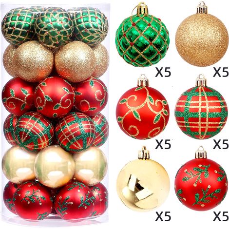 Décorations d'arbre de Noël, Fleurs de Noël, Ruban, Cime d'arbre pour Sapin de Noël 30 Boules (1/5)