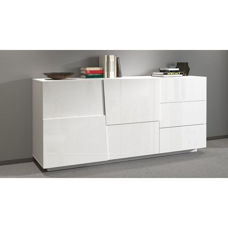 Credenza 2 Ante 180x44x86 cm Pongo 2A 3C Bianco Lucido (1/5)