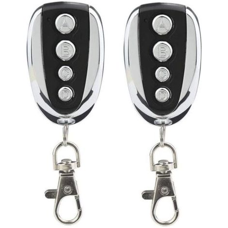 Set of 2 universal remote controls for garage doors and gates, 433.9 MHz with four channels - Ideal replacement