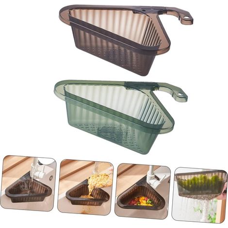 Lot de 2 paniers de drainage suspendus pour évier de cuisine, organiseur d'éponge et ustensiles, égouttoir gainant d'espace (1/5)