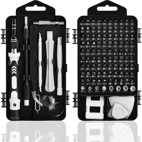 Mini Jeu de Tournevis, 115 en 1 Mécanique de Précision, Tournevis Combiné Polyvalent Convient aux Téléphones Portables Tablettes Montres Photo Petits Appareils électroménagers (Noir) (1/3)