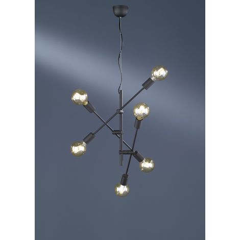 Suspension Vintage 6 Lumières Réglables Cross Noir Mat Trio Lighting (1/2)