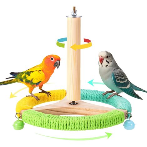 Perchoir rotatif à 360° et nouveau - Jouet amélioré pour perchoirs à oiseaux – Idéal pour les perruches ondulées, les calopsittes et plus encore