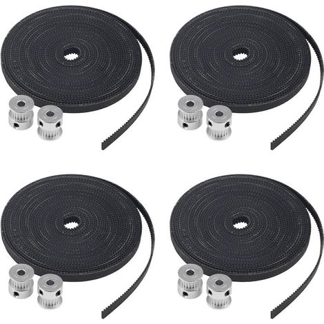 4 Stück 2 m 2GT 6 mm Gummiriemenscheibe Zahnriemen + 8 Stück 20T Zahnriemenscheibe 5 mm