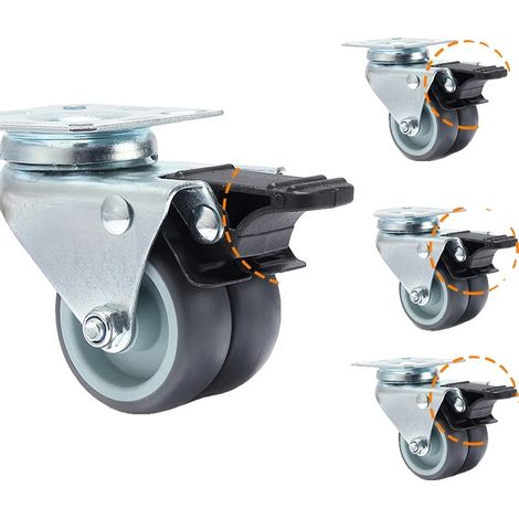 Möbelrolle, 360-Grad-Drehung, hohe Tragfähigkeit, 4PCS Mit Bremse (1/2)