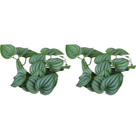 2 Pièces Fausses Plantes Aquatiques Imitation Vigne Feuilles Plastique Réalistes Déco avec Ventouse pour Aquarium Feuilles de Pastèque (1/5)