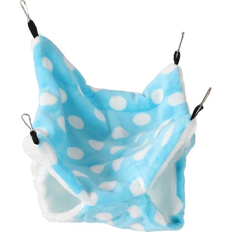 Hamac à 3 couches pour petits animaux, sûr, doux et chaud, en peluche, idéal pour hamsters, furets et écureuils (bleu). (1/5)