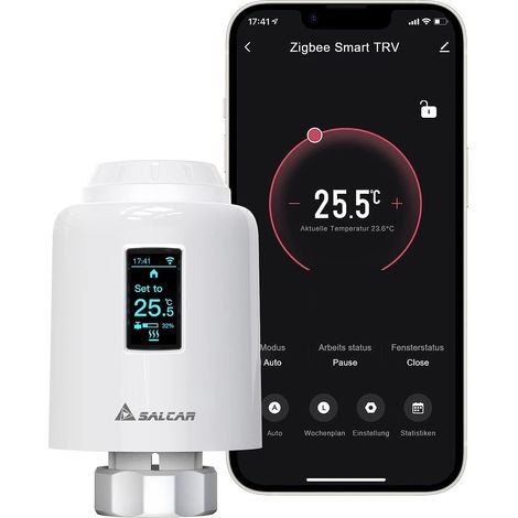 Cabezal termostático inteligente compatible con Amazon Alexa y Google Assistant con pantalla OLED Termostato Tuya ZigBee (sin puerta de enlace)