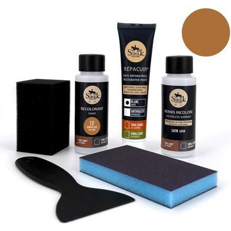 Kit de Renovación de Cuero (12-MARRÓN CLARO) - SOFOLK - Para Volante, Asiento de Auto, Silla, Tapicería, Zapato (1/4)