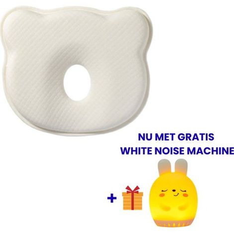 Minnia™ - Oreiller ergonomique pour bébé - Oreiller en mousse à mémoire de forme - Pour tête plate - Oreiller de soutien pour bébé - Cadeau de maternité - Beige - AVEC MACHINE À BRUIT BLANC OFFERTE (1/5)