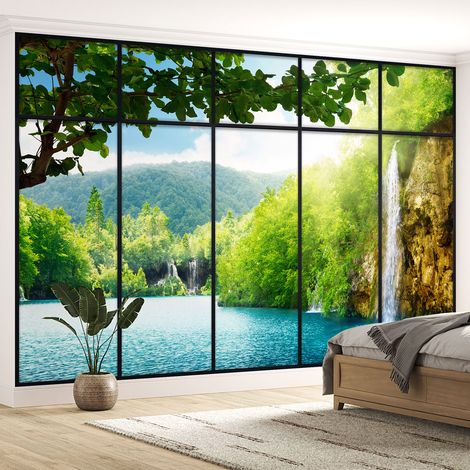 Papier peint panoramique Trompe l'oeil Verrière - Cascades - 130 cm x 82 cm (1/5)