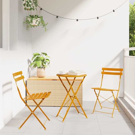 Conjunto de Bistro Plegable 3 pcs Mostaza Acero