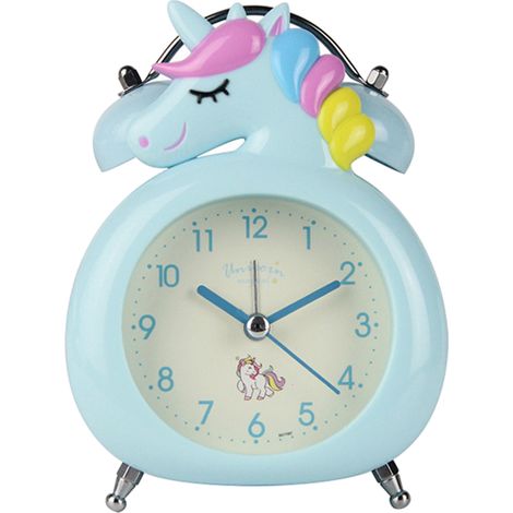 Réveil enfant mignon dessin animé avec sonnerie, veilleuse LED, horloge de bureau pour étudiant, cadeau anniversaire, aiguilles lumineuses, modèle pour chambre d'enfant.
