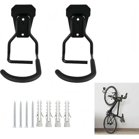 Crochet Velo Mural Support Vélo,Crochets de Rangement pour Vélo,Crochets à vis verticaux pour garage,Noir (Ensemble de 2) (1/5)