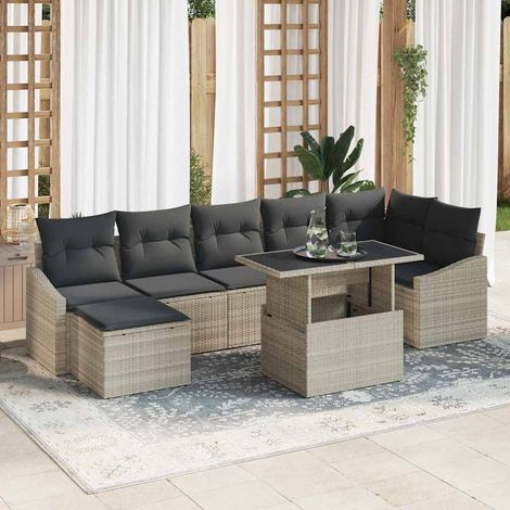 Set Divano da Giardino 8 pcs Grigio chiaro polyrattan vidaXL (1/5)